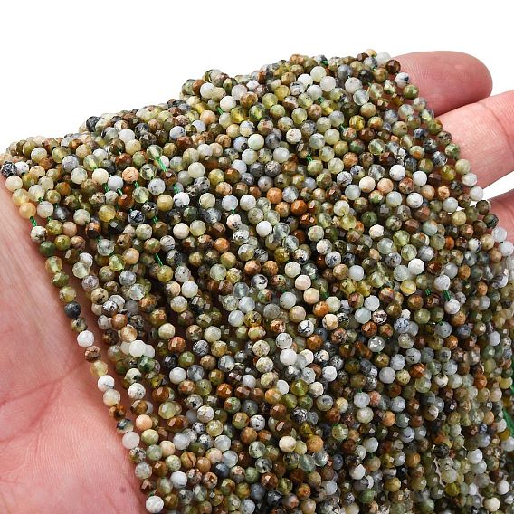 Natural Gemstone Beads Strands, Round, Faceted