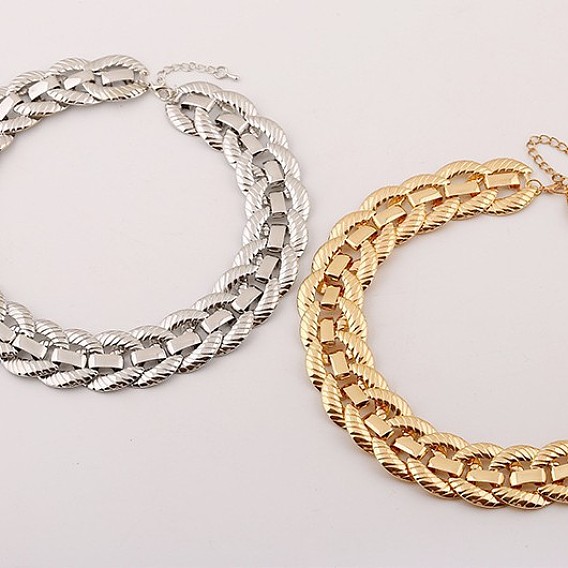 Ожерелья из овальных звеньев из сплава с текстурой для женщин, преувеличенно короткие ожерелья