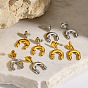 304 Stainless Steel Stud Dangle Earrings, Horseshoe