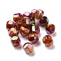 UV Plating Rainbow Iridescent Acrylic Beads, with Gold Foil, Nuggets