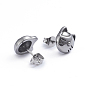 Retro 304 Stainless Steel Stud Earrings, with Ear Nuts, Cat Shape