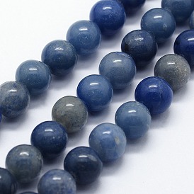 Hilos de cuentas de aventurina azul natural teñidas y calentadas, rondo