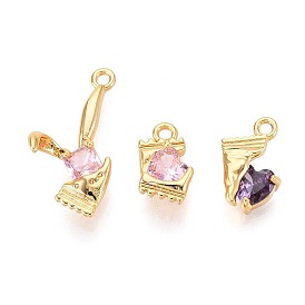 Латунные микро проложить кубического циркония подвески, долговечный, без никеля , реальный 18 k позолоченный