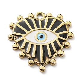 Ion Plating(IP) 304 Stainless Steel Pendants, with Enamel, Golden, Heart with Evil Eye Charm