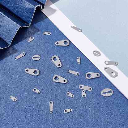 SUNNYCLUE 240Pcs 6 Style Stainless Steel Chain Tabs, Chain Extender Connectors, Mixed Shape