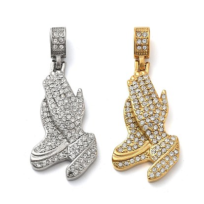 304 из нержавеющей стали горный хрусталь подвески, ионное покрытие (ip), молящиеся руки