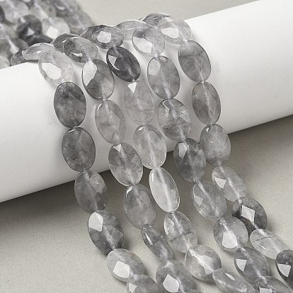 Естественный облачно кварц бисер пряди, граненые, Плоско-овальные