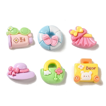 Летняя пляжная тема, непрозрачная смола, декодированные кабошоны, Кольцо для плавания/коробка/сумка/шапка/одежда/очки