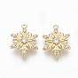 Brass Micro Pave Clear Cubic Zirconia Links, Nickel Free, Flower, Real 18K Gold Plated