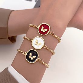 Colorful Butterfly Bracelet for Women, Unique Design European and American Style Charm Bangle with Oil Drop Effect, Fashionable and Trendy Accessory.