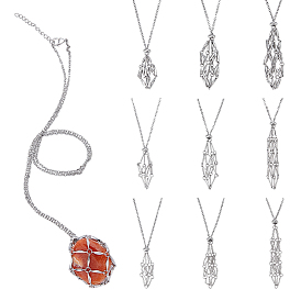 9 шт. 9 стили 304 изготовление ожерелья из нержавеющей стали с пустым мешочком в технике макраме, для самодельных ожерелий из драгоценных камней, не тускнеет