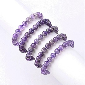 Bracelet extensible à perles rondes en améthyste naturelle, bijoux en pierres précieuses pour femmes