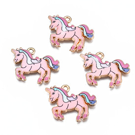 Crémaillère placage pendentifs en émail d'alliage, sans cadmium et sans nickel et sans plomb, licorne