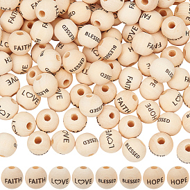 40шт 4 стили схима деревянные европейские бусины, круглый со словом