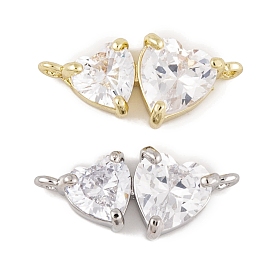 Латунные микропаве прозрачные подвески с фианитом, без кадмия, без никеля и без свинца, долговечный, сердце прелести