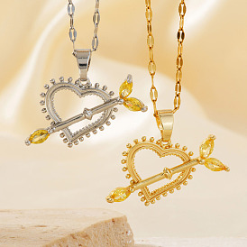 Блестящие романтические полые любовные стрелы купидона элегантные латунные ожерелья с кубическим цирконием, ожерелье из цепочек с бахромой для женщин