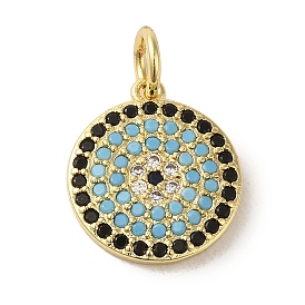 Brass Micro Pave Colorful Cubic Zirconia Pendants, Real 18K Gold Plated