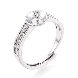 Латунные микро-паве прозрачные кубические цирконии регулируемые настройки колец, за половину пробурено бисера