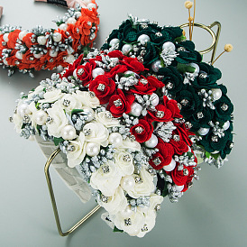Baroque Flower Headband with Exaggerated Luxury Pearl Decoration