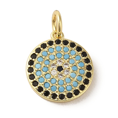 Brass Micro Pave Colorful Cubic Zirconia Pendants, Cadmium Free & Nickel Free & Lead Free, Real 18K Gold Plated