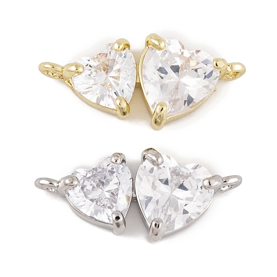 Латунные микропаве прозрачные подвески с фианитом, без кадмия, без никеля и без свинца, долговечный, сердце прелести