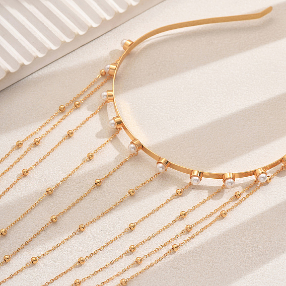 Элегантные длинные резинки для волос из железа и сплава с кисточками для женщин, с имитацией жемчуга