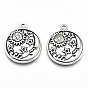 Сплавочные сеттинги для кулона, тибетский стиль, без свинца и без кадмия, плоский круг с луной и солнцем