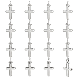 16Pcs Brass Pendants, Long-Lasting Plated, Cross Charms, with Jump Ring