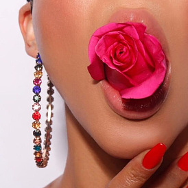 Sparkling Acrylic Rhinestone Circle Earrings for Women - Retro Fashion Jewelry