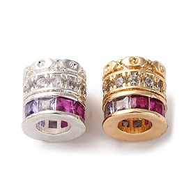 Латунные микро проложить кубического циркония бусы, колонка, без кадмия и без свинца, стойки покрытие, долговечный