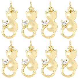 10шт. латунные подвески с кубическим цирконием, форма кошки, с целью перехода в кольце, долговечный, без кадмия и без свинца, стойки покрытие