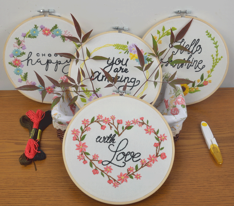 diy flower floral letter needlework set hand embroidery material kit home decoration