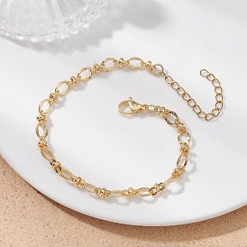 Латунные браслеты-цепочки с овальными звеньями для женщин, с 304 из нержавеющей стали Lobster Claw застежками