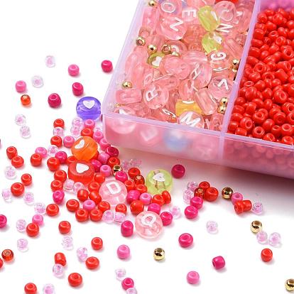 DIY Jewelry Making Kits, Including Round 8/0 Glass Seed Beads, Acrylic & ABS Plastic Beads, Elastic Crystal Thread