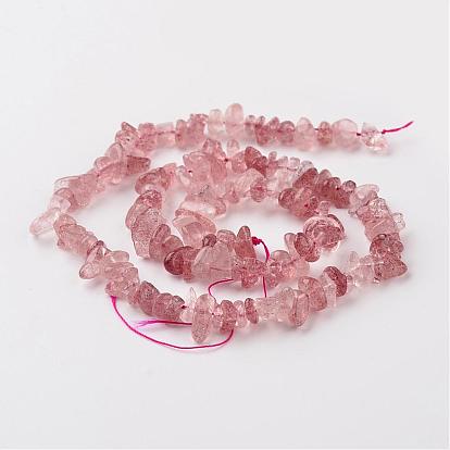 Chip Natural Strawberry Quartz Bead Strands, Dyed & Heated, Grade A+, 7~12x5~8x2~5mm, Hole: 1mm, about 15.7 inch