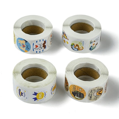 Father's Day
 8 Styles Stickers Roll, Round Paper Adhesive Labels, Decorative Sealing Stickers for Gifts, Party