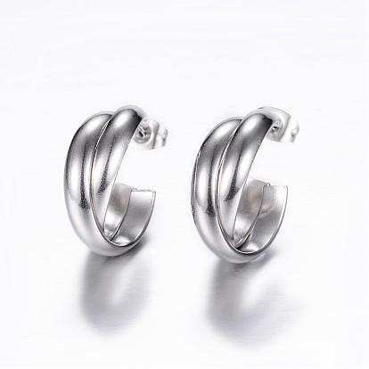 304 Stainless Steel Stud Earrings, Hypoallergenic Earrings, Ring