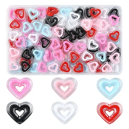 90 шт 6 цвета акриловые бусины, бусина в бусине, сердце