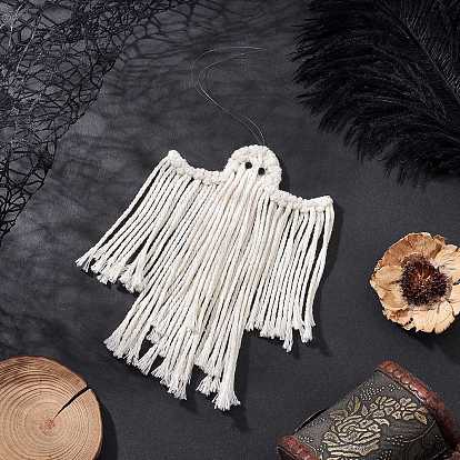 Плетеные хлопковые украшения в виде привидения из макраме, со стеклянными бусинами, подвесные украшения на хэллоуин