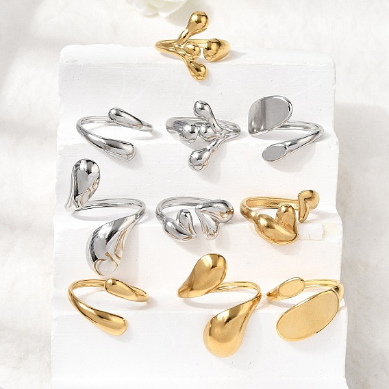 5 шт. 304 открытые манжеты из нержавеющей стали для женщин, teadrop, ионное покрытие (ip)