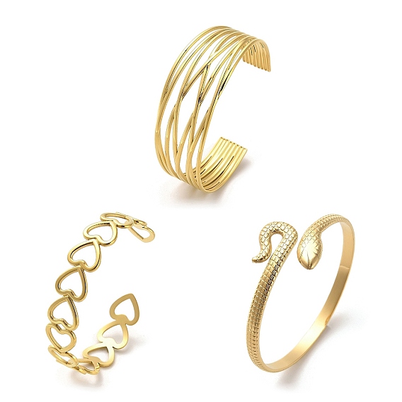 Золотой 304 браслет-манжета из нержавеющей стали для женщин