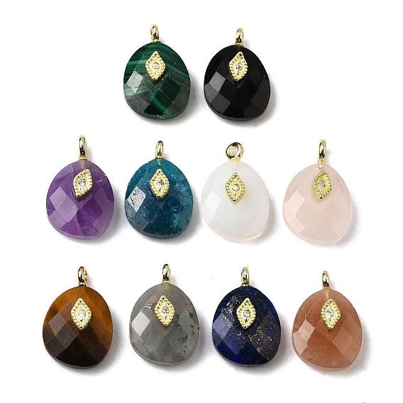 Драгоценный камень подвески, граненые подвески-слезинки с латунной фурнитурой из прозрачных кубических цирконий, реальный 18 k позолоченный