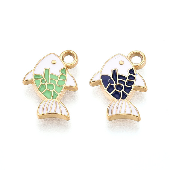 304 нержавеющей стальной эмали подвески, рыбы прелести, ионное покрытие (ip), реальный 18 k позолоченный