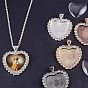 DIY Pendant Findings, with Heart Alloy Rhinestone Pendant Cabochon Settings and Transparent Glass Heart Cabochons
