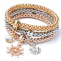 Sparkling Heart Charm Popcorn Chain Bracelet Set in Three Colors for Women