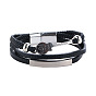 Leather Multi-strand Bracelets, Alloy Guitar Links Bracelet with Magnetic Clasp
