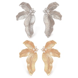 Фурнитура для серег-гвоздиков из латуни с паве из прозрачного кубического циркония, с петлей, лист