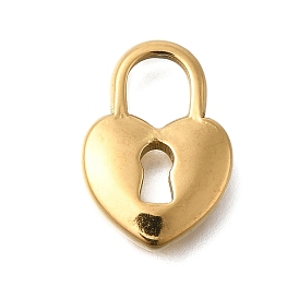 PVD Vacuum Plating 201 Stainless Steel Pendants, Heart Padlock Charm