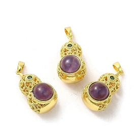 Natural Amethyst Pendants, Hollow Gourd Charms, Long-Lasting Plated