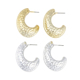 Texture Moon CCB Plastic Stud Earrings for Women, with 304 Stainless Steel Pin